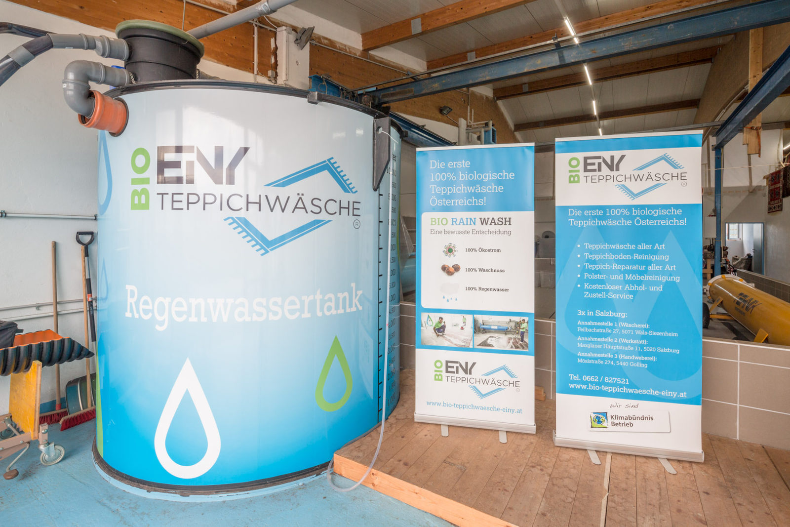 Regenwassertank in der Bio Teppichwäscherei Einy